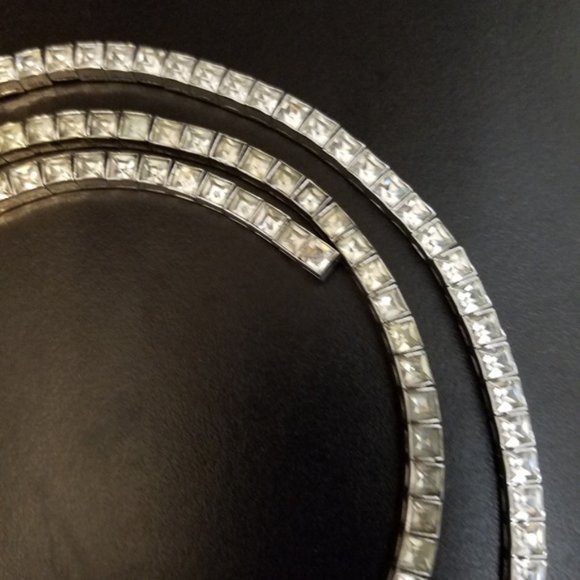 Art Deco Dorsons Sterling Paste Rhinestone Necklace Bracelet Set - Picture 2 of 6